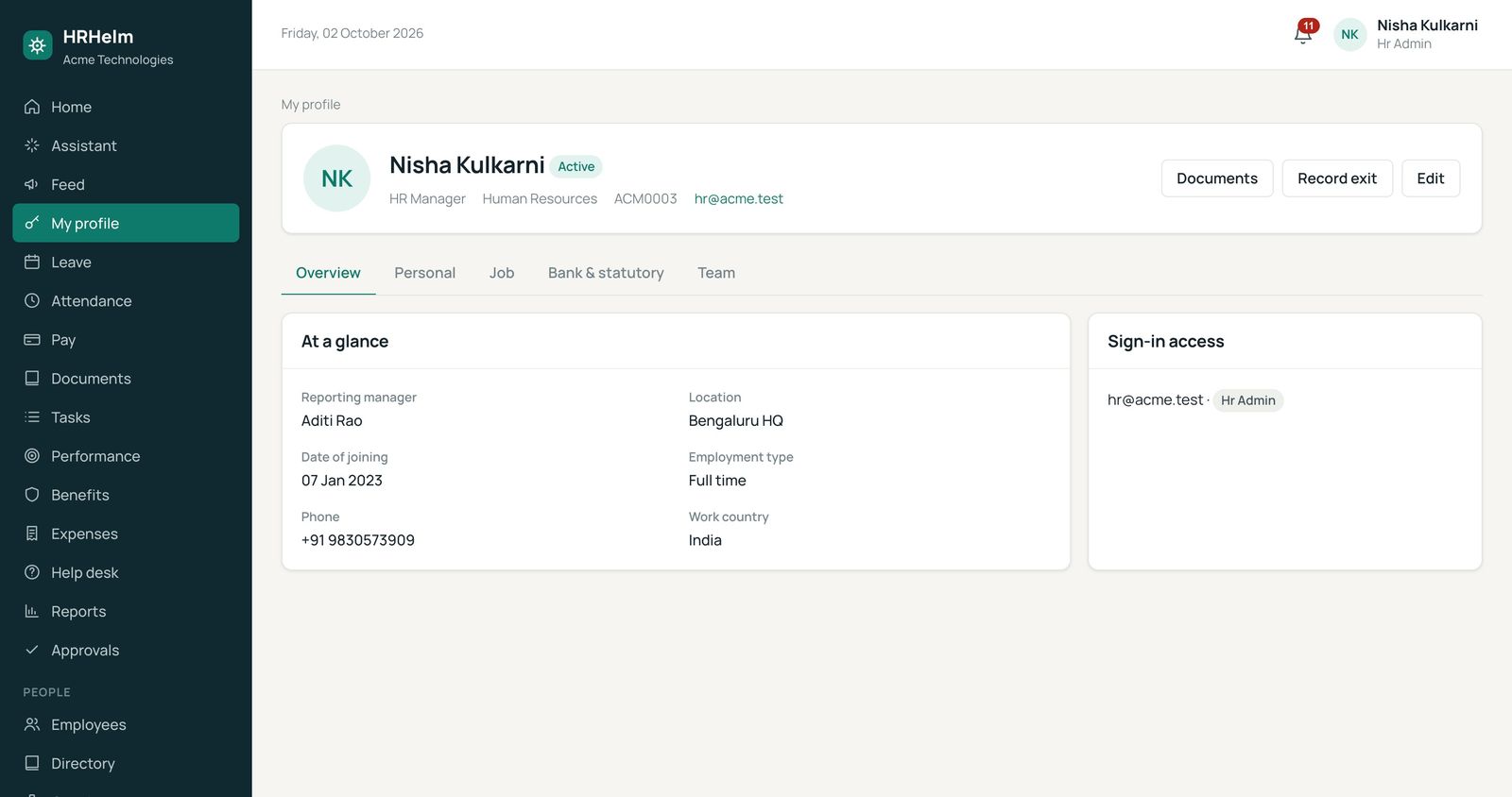 Employee profile