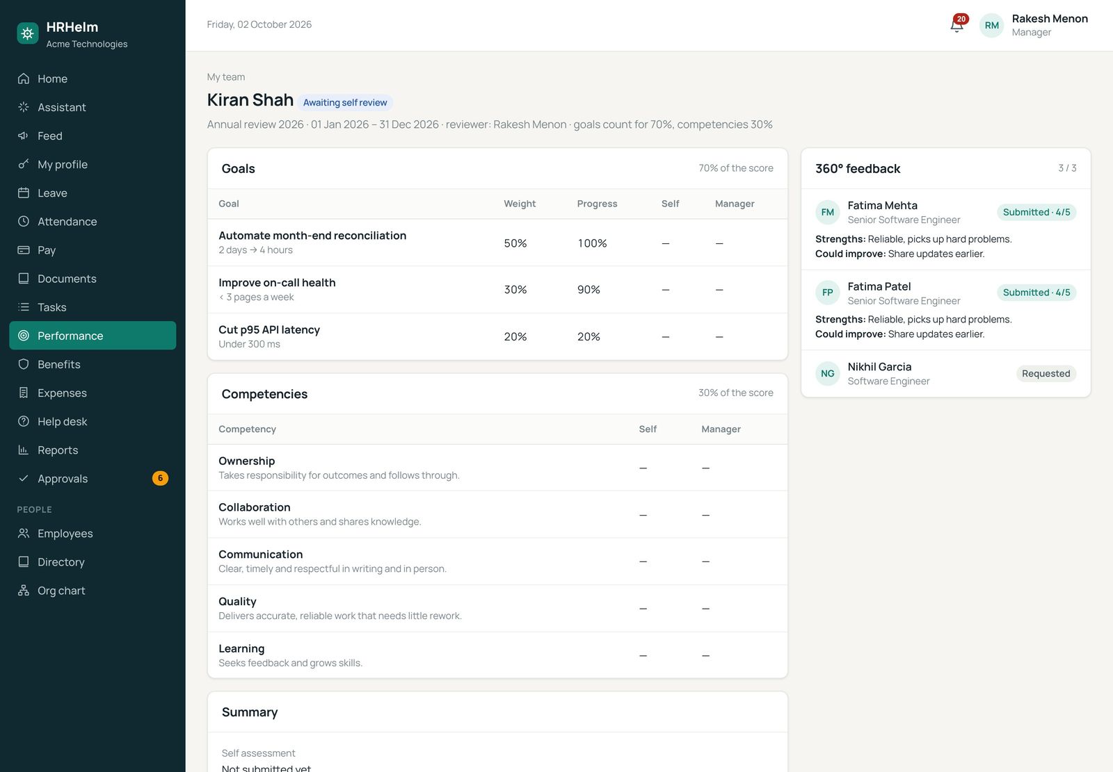 Review with 360° feedback